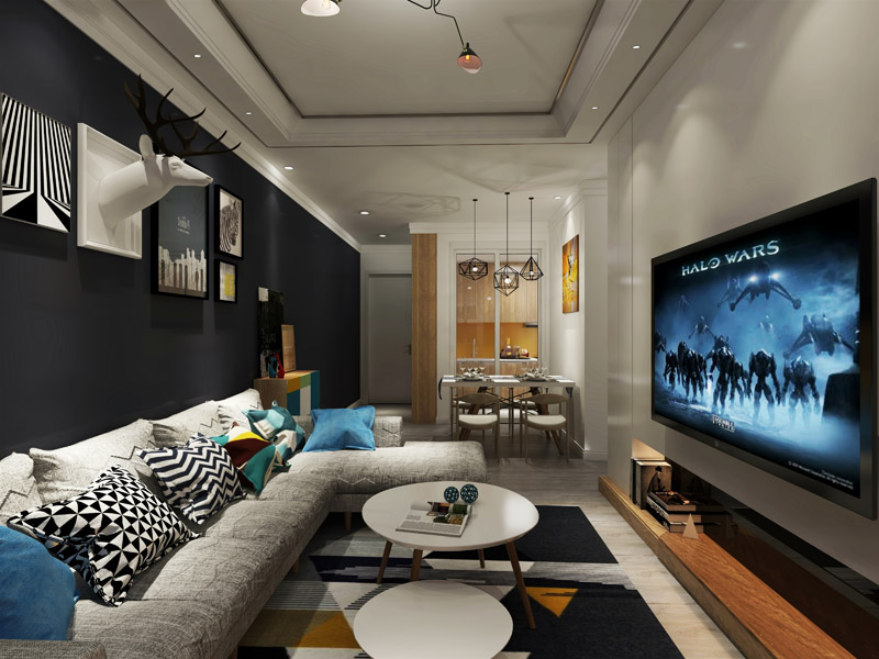 北歐風(fēng)格,兩室兩廳,二居室,室內(nèi)裝修設(shè)計效果圖-益修快裝設(shè)計案例