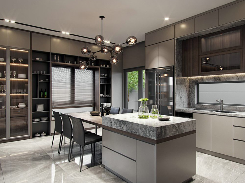 寧鄉(xiāng)縣道林鎮(zhèn)別墅躍層裝修設計-廚房裝修